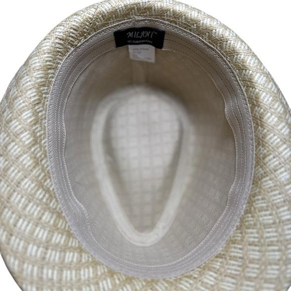 Milani 100% Straw Fedora Natural Hat Small Medium - Picture 11 of 14